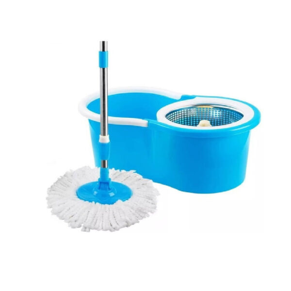 Trapeador Escurridor Giratorio Con 2 Mopas Acero Azul